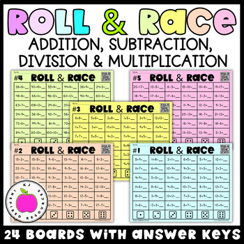 Preview of Roll and Race Game: Addition, Subtraction, Multiplication, Division Facts BUNDLE