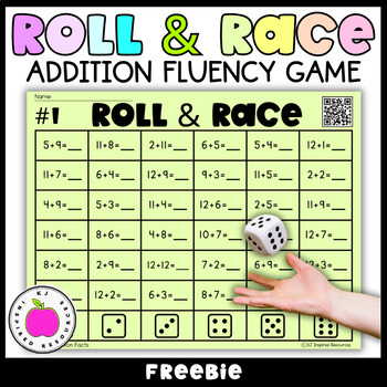 Preview of Roll and Race Math Dice Game | Addition Fact Fluency Freebie