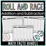 Roll and Race Math Dice Game - Addition and Subtraction Fa