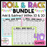 Roll and Race Math Dice Games - Addition and Subtraction W