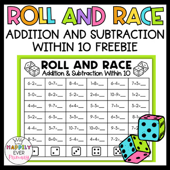 Preview of Roll and Race Math Dice Games - Addition and Subtraction Within 10 FREEBIE