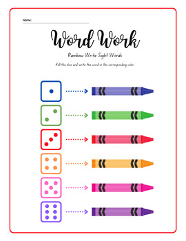 Preview of Roll and Rainbow Write - Word Work - Individual Sight Word Practice