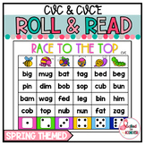Roll and Read CVC CVCE Words SPRING THEMED Science of Reading