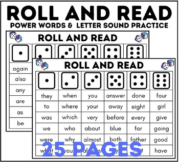 Preview of Roll and Read | CVC & Power Words & Letter Sounds | 900 Words | 25 Pages