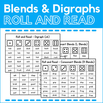 Preview of Roll and Read - Digraphs and Consonant Blends - Phonics - Reading Activities