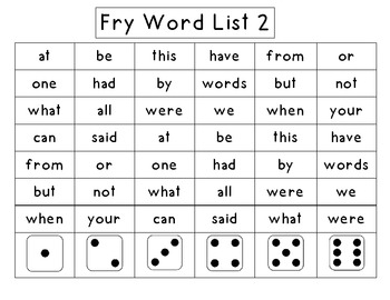 Roll and Read First 200 Fry Words by Emily Brodbeck | TPT
