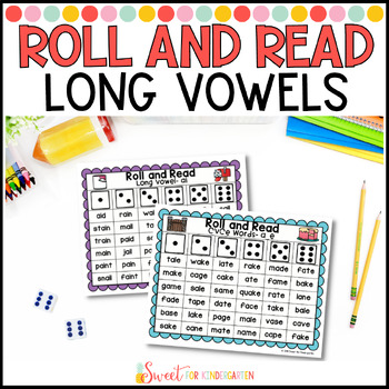 Preview of Long Vowels and CVCe Words Phonics Roll and Read Activity | Vowel Teams Bossy e