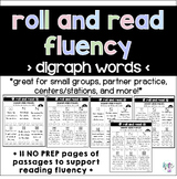 Roll and Read Fluency Passages - Digraphs - NO PREP Phonic