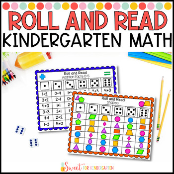 Preview of Kindergarten Math Skills Roll and Read Activity | Numbers | 2D Shapes