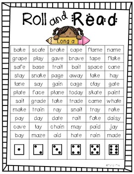 Roll and Read Long Vowels by Flying In First | Teachers Pay Teachers