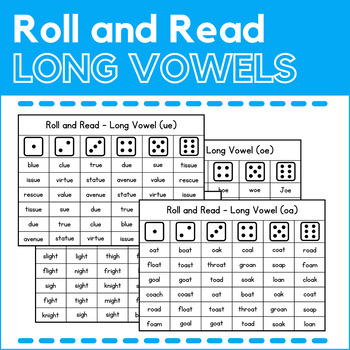 Preview of Roll and Read Long Vowels - Vowel Teams - Phonics - Reading Activities