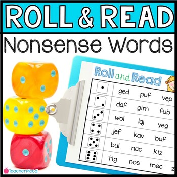 Preview of Roll and Read NWF Phonics Game | CVC Nonsense Word Fluency Practice