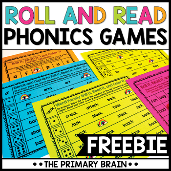 Preview of Roll and Read Phonics Dice Games | Literacy Center Activities FREEBIE