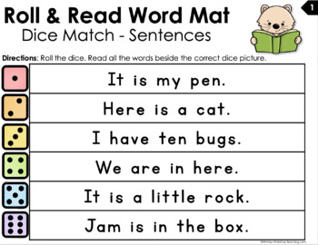 said Sight Word - Roll & Read Sentences (2 Dice Activity)