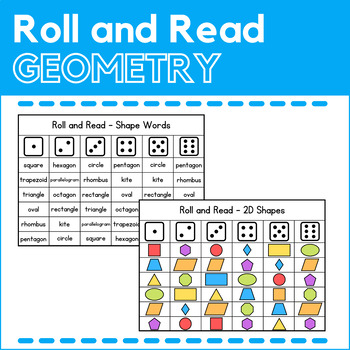 Preview of Roll and Read Shapes - Geometry Game Cards - Reading Activities