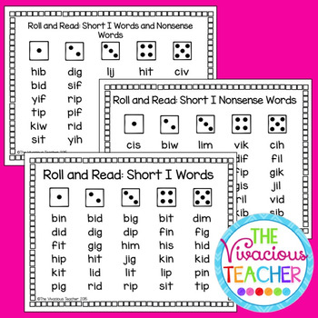 Short I (CVC Words and Nonsense Words) Roll and Read Games | TpT