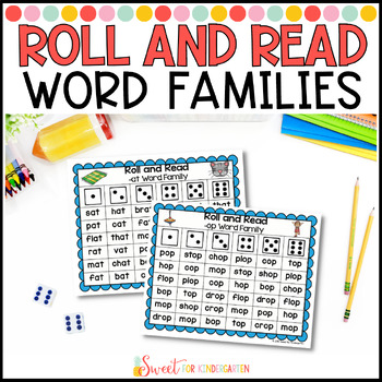 Preview of Short Vowel Word Families Phonics Roll and Read Activity | CVC Words