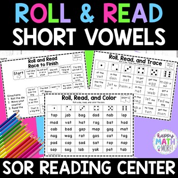 Roll and Read Short Vowel Worksheets | Science of Reading Phonics Centers