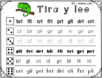 Roll and Read Spanish blends - Sílabas trabadas by Profe Emily | TpT