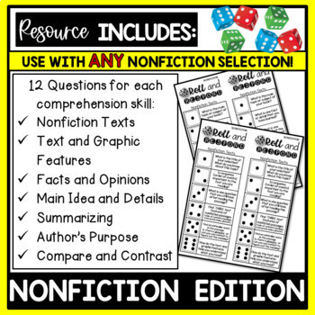 Roll and Respond Comprehension Dice Game - NONFICTION Edition | TpT