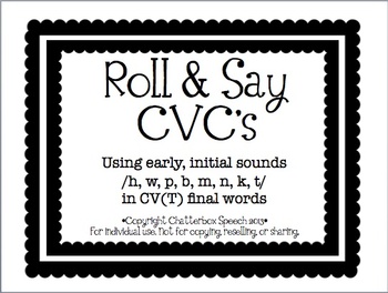 Preview of Roll and Say CVC's: Using early, initial sounds in /t/ final words