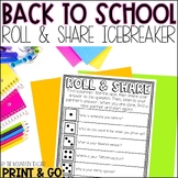 Roll and Share Game - Fun Back to School Ice Breaker or Mo