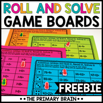 Preview of Roll and Solve Addition and Subtraction Math Dice Games FREEBIE