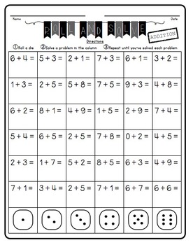 Roll and Solve- Addition and Subtraction Facts by Meghan Raderstrong