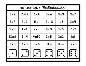 Roll and Solve: Multiplication! by Mrs Marcum's Materials | TpT