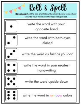 Roll and Spell Activity by Rockin in Resource Room | TpT
