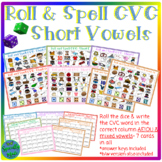 Roll and Spell CVC Short Vowels A E I O U vowels dice spel