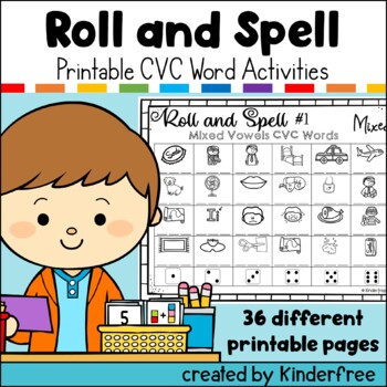 Preview of Roll and Spell CVC Word Games Short Vowel Words