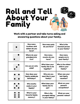 Preview of Roll and Tell About Your Family