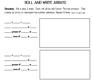 Roll and Write Arrays by Nota's Notes | TPT