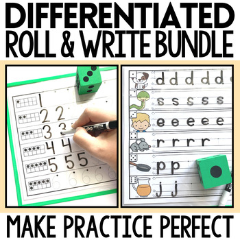 Preview of Roll and Write Numbers and Lowercase Letter Formation Games BUNDLE