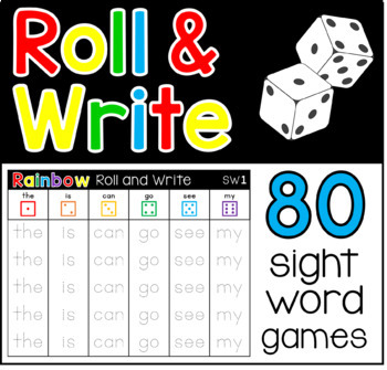 Preview of Roll and Write Sight Words - 80 Game Boards