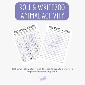 Preview of Roll and Write a Story Handwriting Worksheet | Zoo Animal Themed | OT