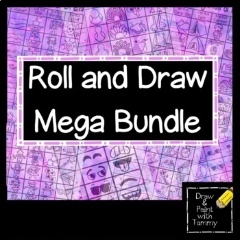 Preview of Roll a Drawing Roll and Draw Mega Bundle Art Sub Lesson Art games Growing Bundle