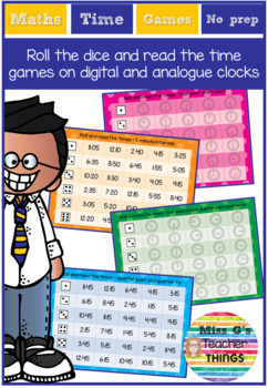 Preview of Roll and read digital and analogue times board games - Maths: Telling the time