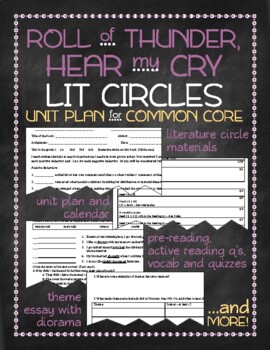 Preview of Roll of Thunder, Hear my Cry Lit Circles Unit Plan for Common Core