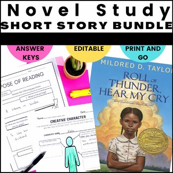 Preview of Roll of Thunder Hear My Cry Novel Study/Short Story Bundle/Answer Keys/Editable