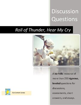 Preview of Roll of Thunder Hear My Cry Comprehension Questions by Chapter for Novel Study