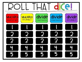 Roll that Dice Math Review! by Shaunda Wasik - Upper Elementary Adventures