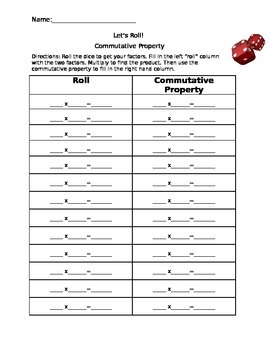 Preview of Roll the Dice: Commutative Property of Multiplication
