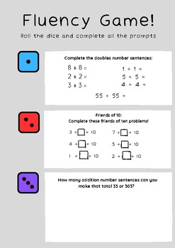 Preview of Roll the Dice Fluency Game