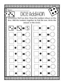 Roll the Dice Mental Math Worksheets by The Polka Dot Pencil | TPT