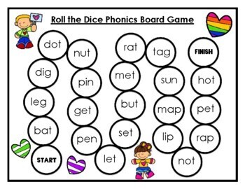 Phonics Dice & Game Board Set – Short Vowels (Closed Syllables