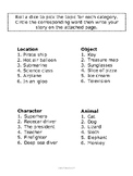 Roll the Dice Writing Prompt Middle School Occupational Therapy