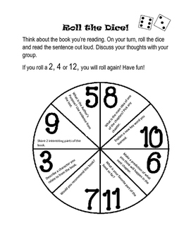 Book Club Roll the Dice Book Games Printable Instant Digital 