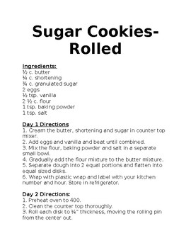 Rolled Sugar Cookie Recipe by FACS Time | TPT